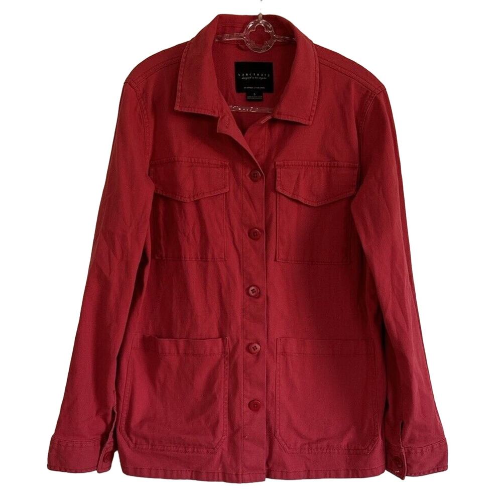 Anthropologie Sanctuary Utility Jacket Red Women's Small 4 Pockets Chore